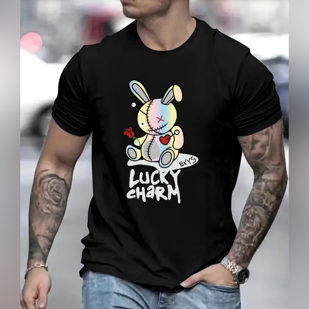 Spooky Rabbit Black Short Sleeve T-shirt Men’s Size M Halloween Gothic Unisex